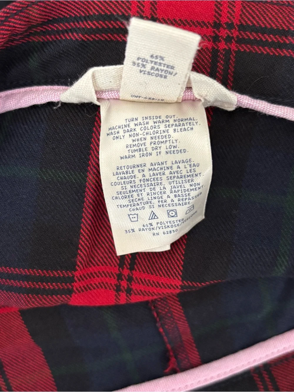 Lands' End Red and Navy Plaid Uniform Skirt